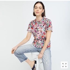 NWT J. Crew Ruffle Neck Blouse Chiffon size XL